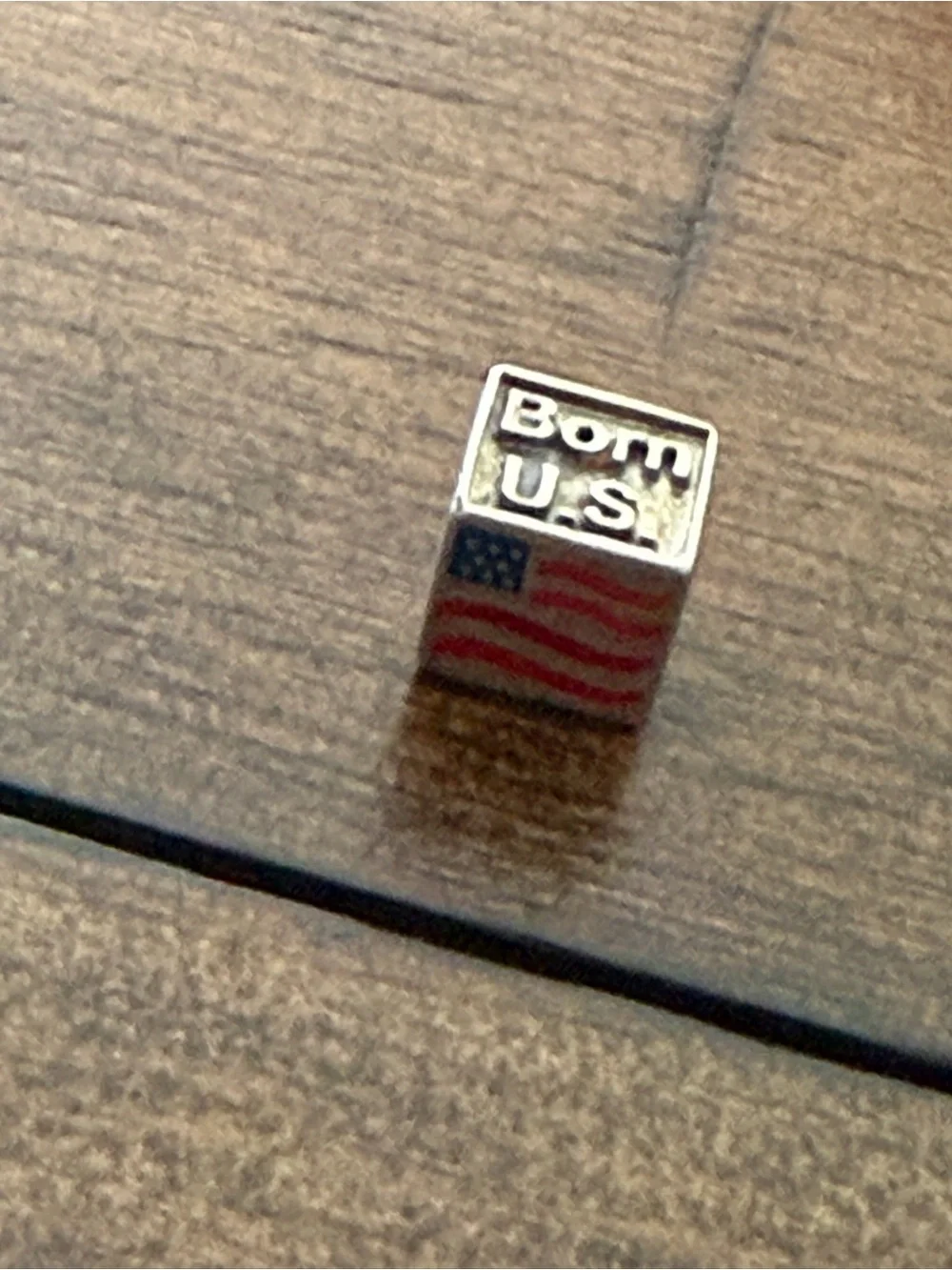 BORN USA United States Flag 100% IRISH Silver Tone Bead Charm NOT PANDORA